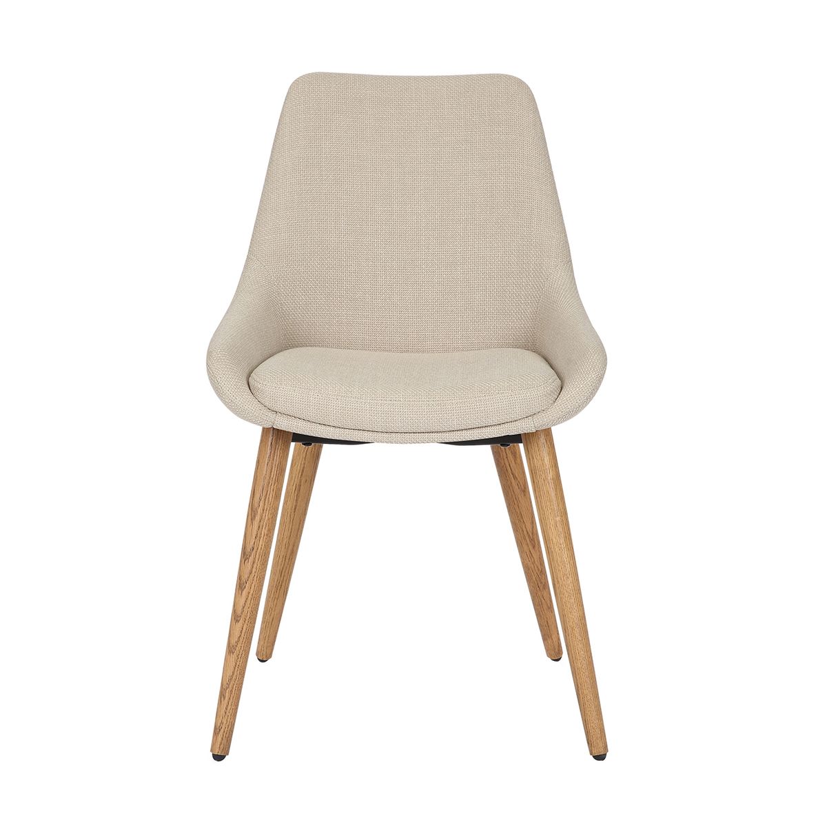 Chaise repas tissu crème pieds chêne foncé BARI