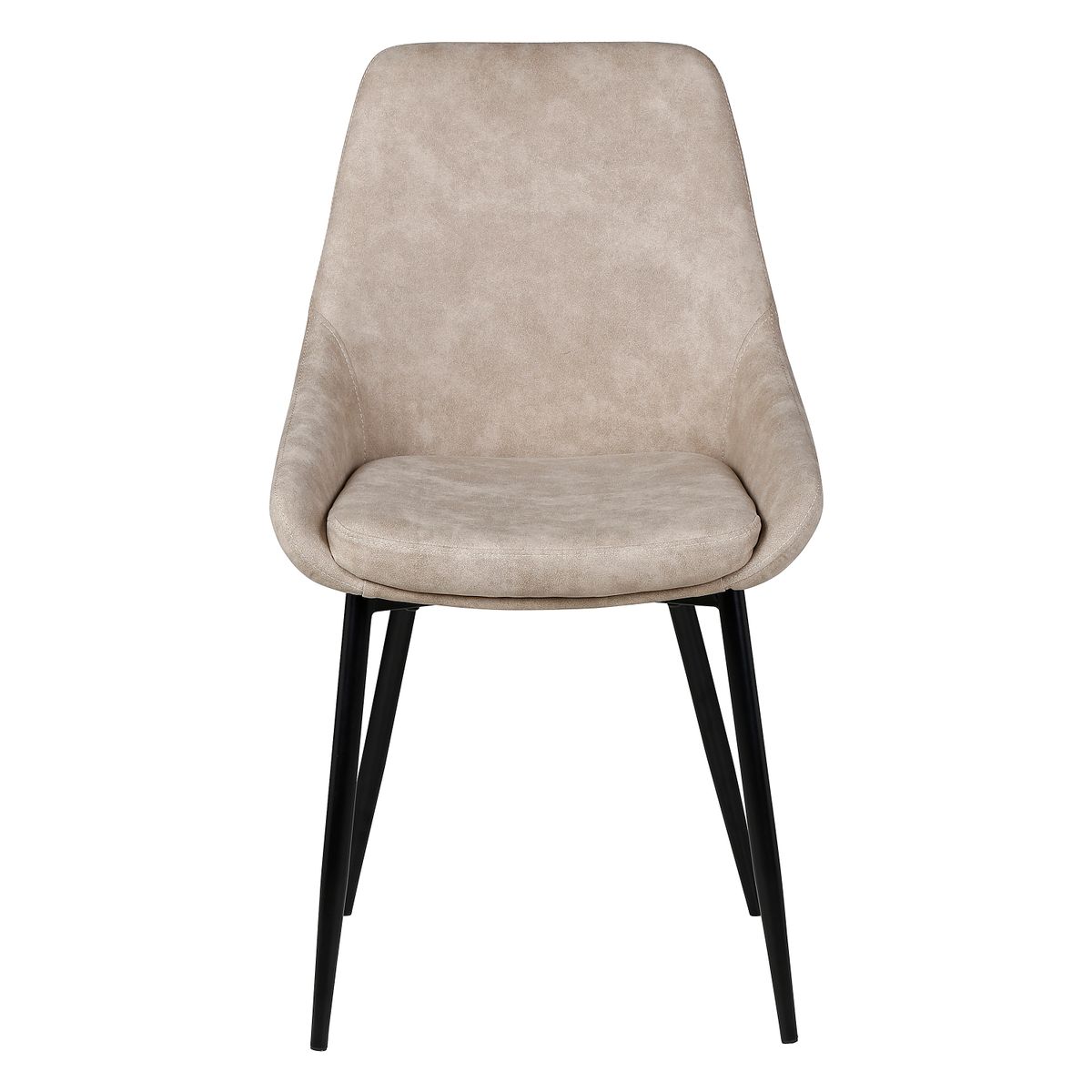 Chaise tissu effet daim beige piètement métal noir BARI