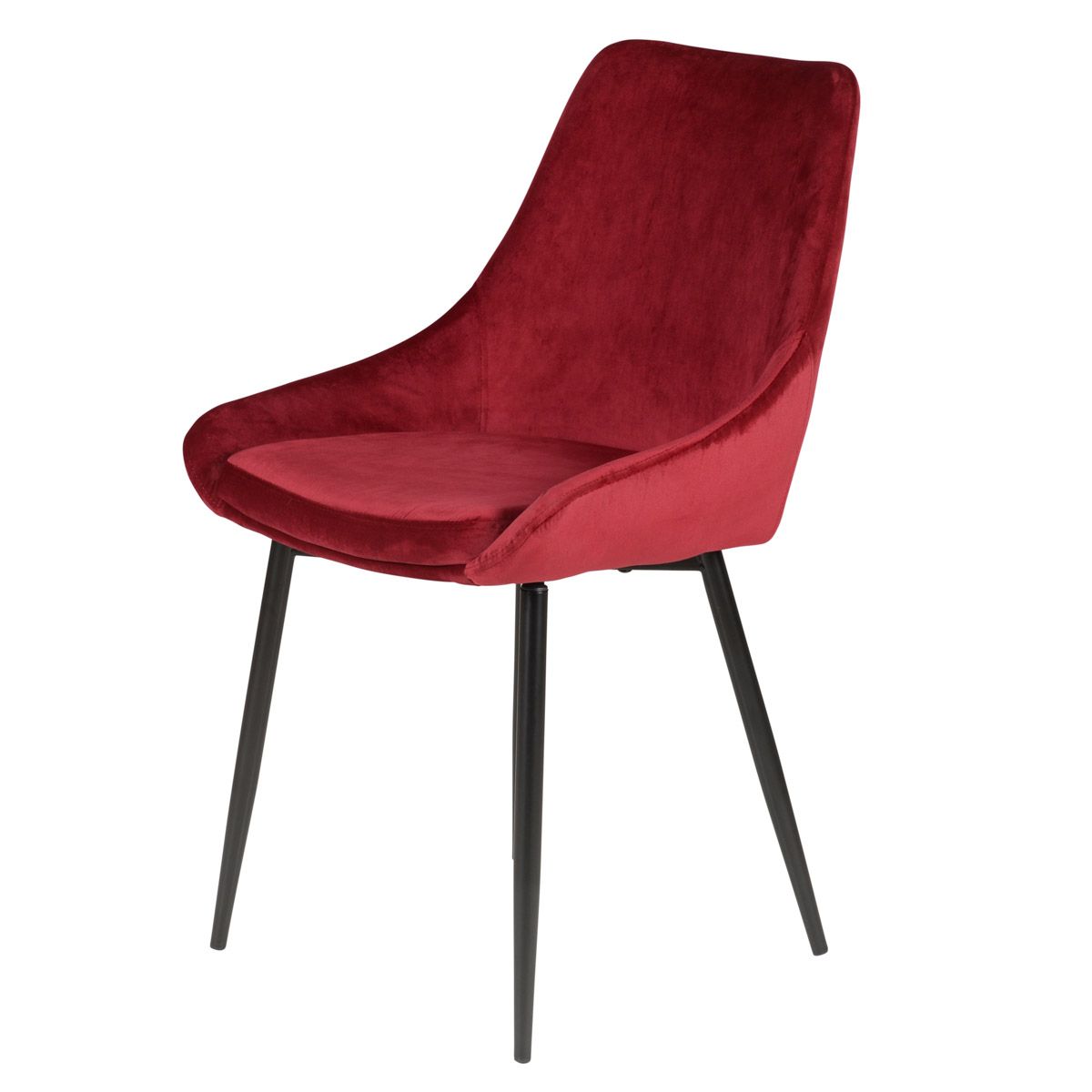 Chaise en velours rouge pieds métal BARI