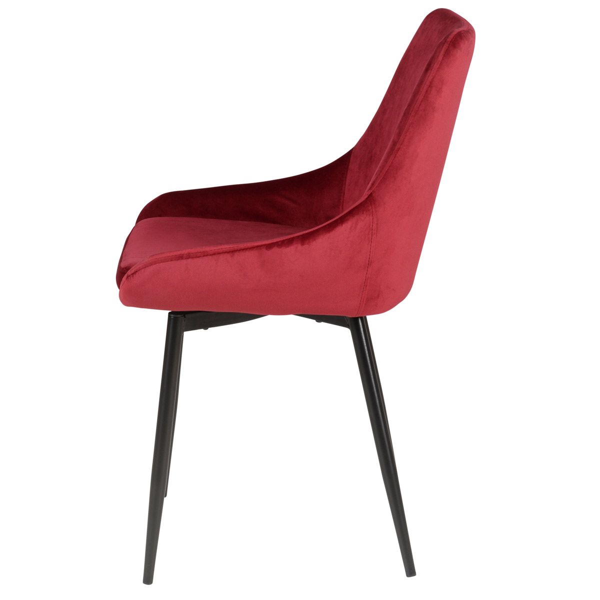 Chaise en velours rouge pieds métal BARI