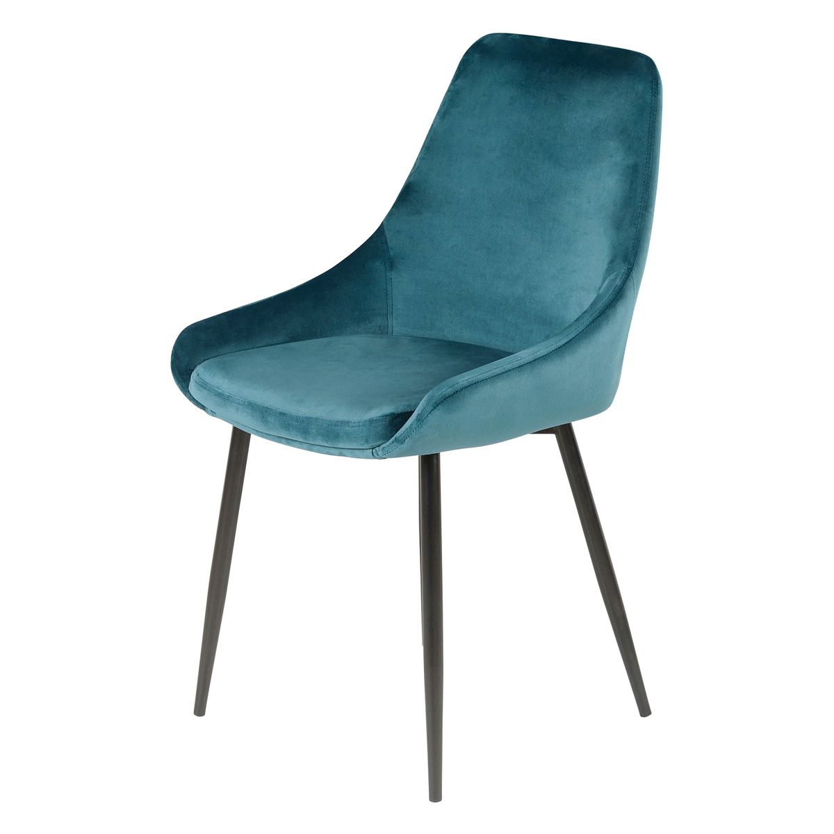 Chaise en velours bleu pieds métal BARI