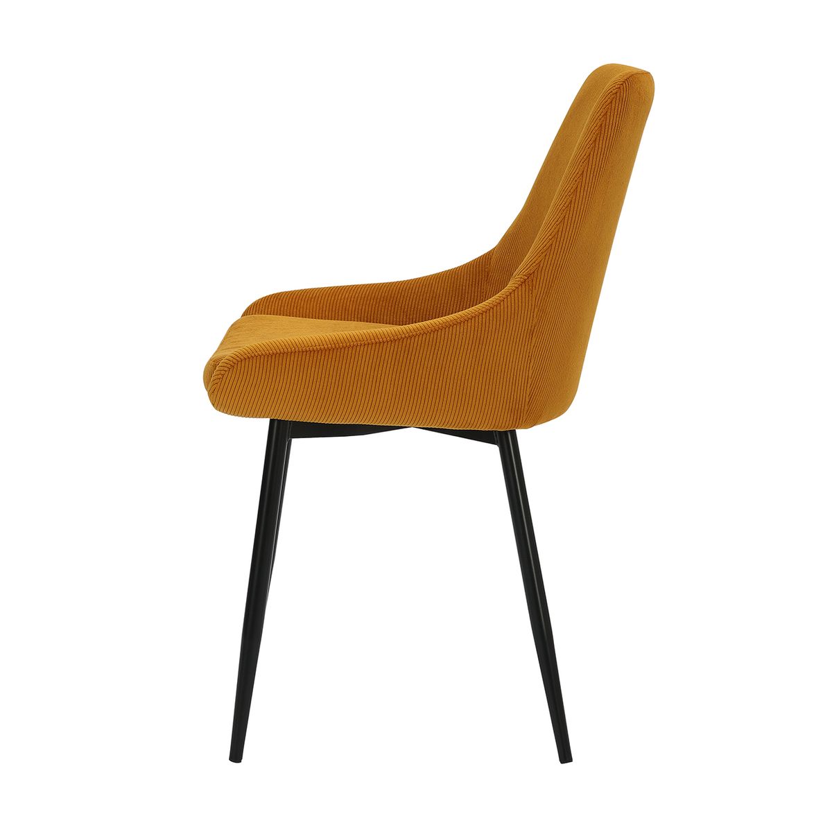 Chaise en velours côtelé jaune curry BARI