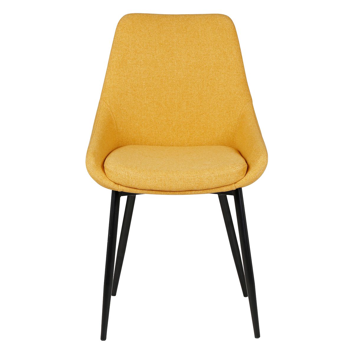 Chaise tissu jaune moutarde piètement métal noir BARI