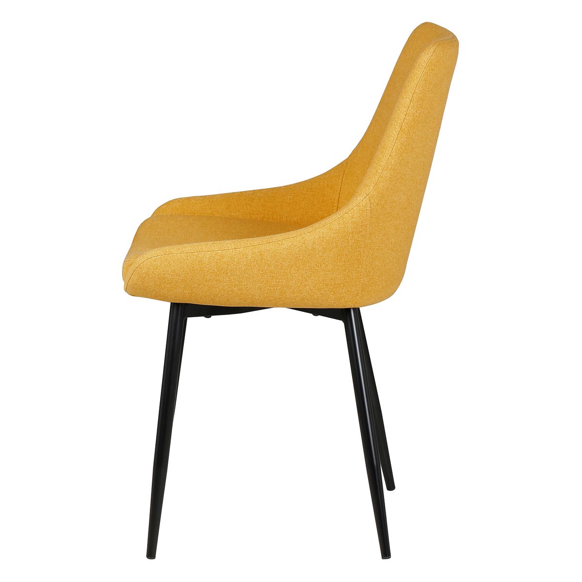 Chaise tissu jaune moutarde piètement métal noir BARI