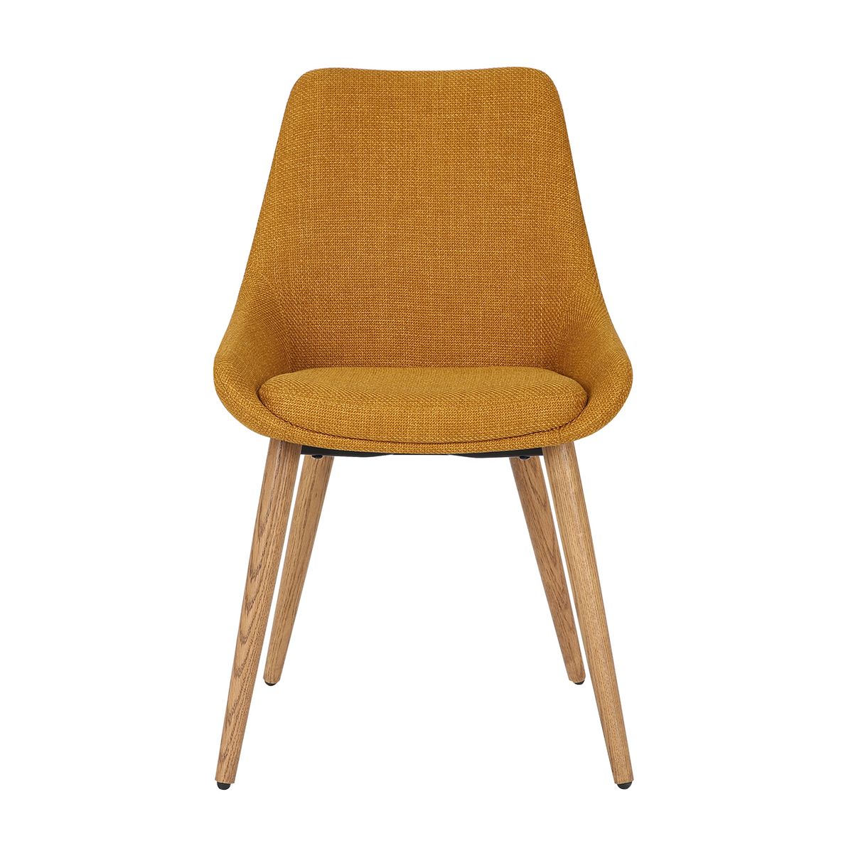 Chaise repas tissu ocre pieds chêne foncé BARI