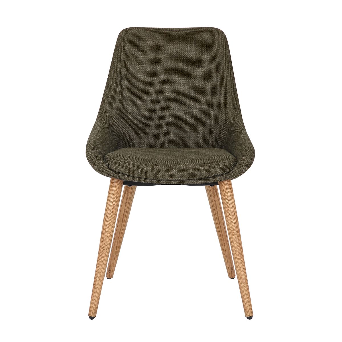 Chaise repas tissu kaki pieds chêne foncé BARI