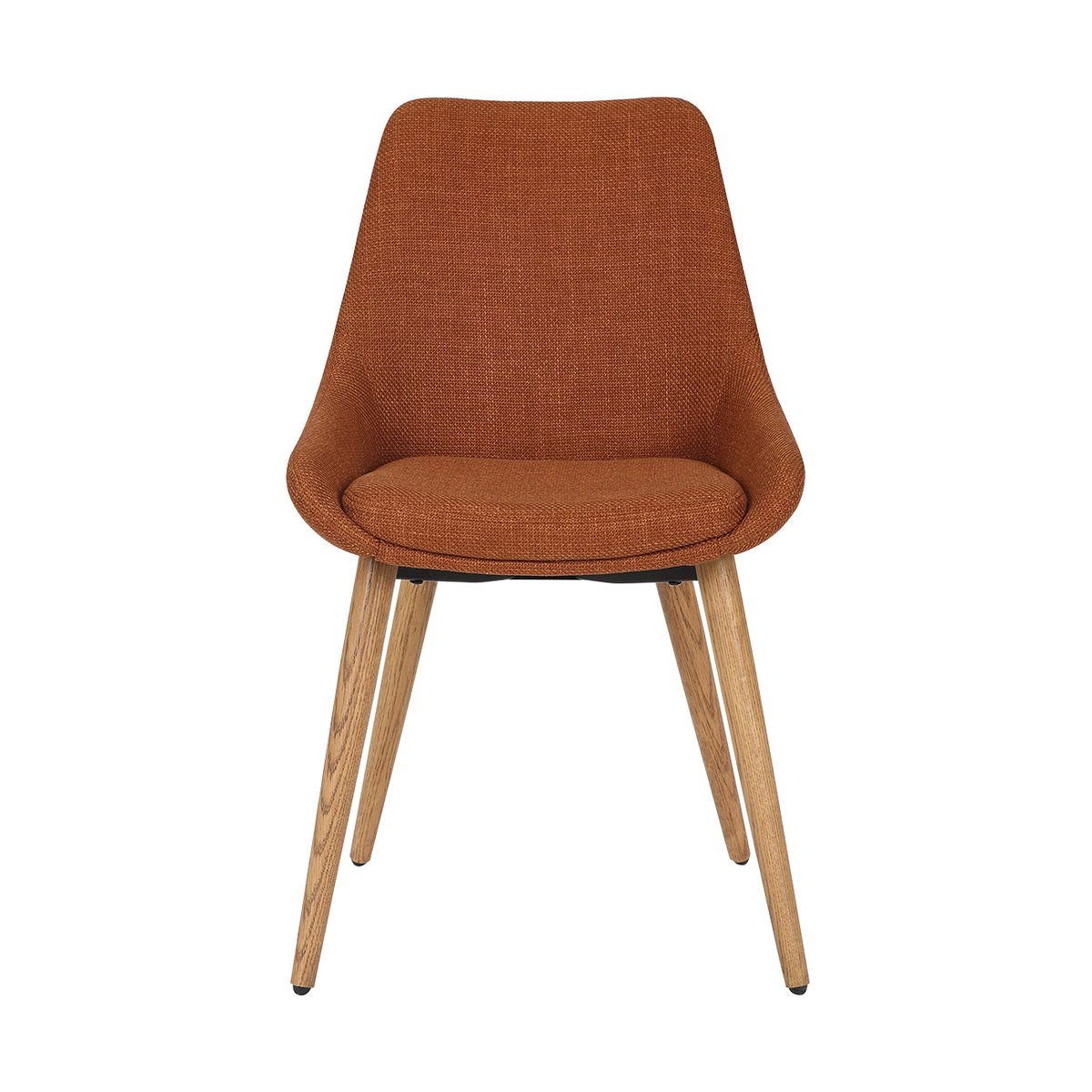 Chaise repas tissu cognac pieds chêne foncé BARI