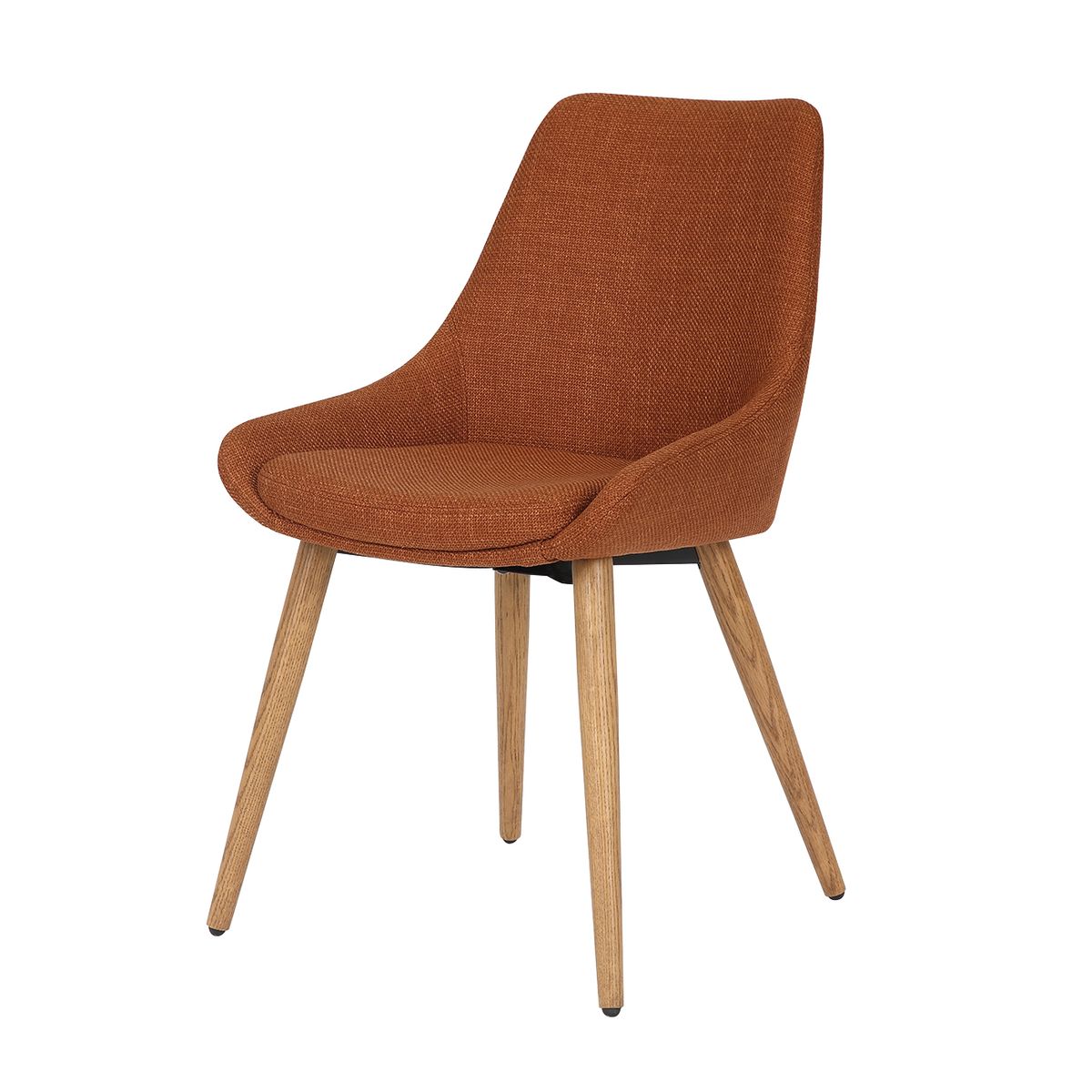 Chaise repas tissu cognac pieds chêne foncé BARI