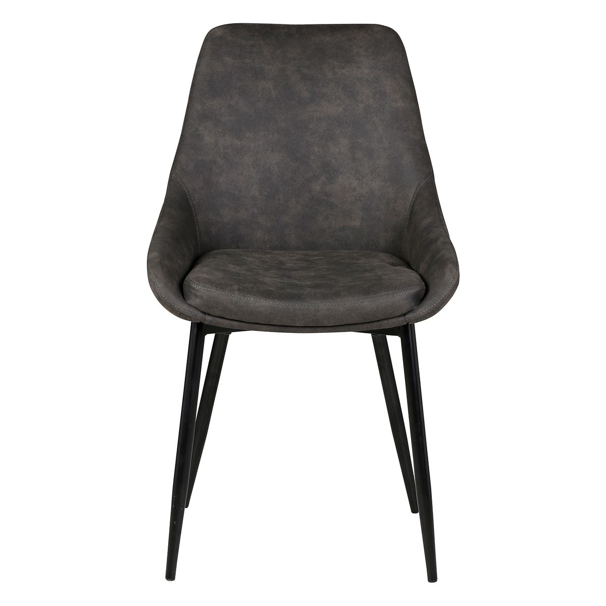 Chaise tissu effet daim gris foncé piètement métal noir BARI