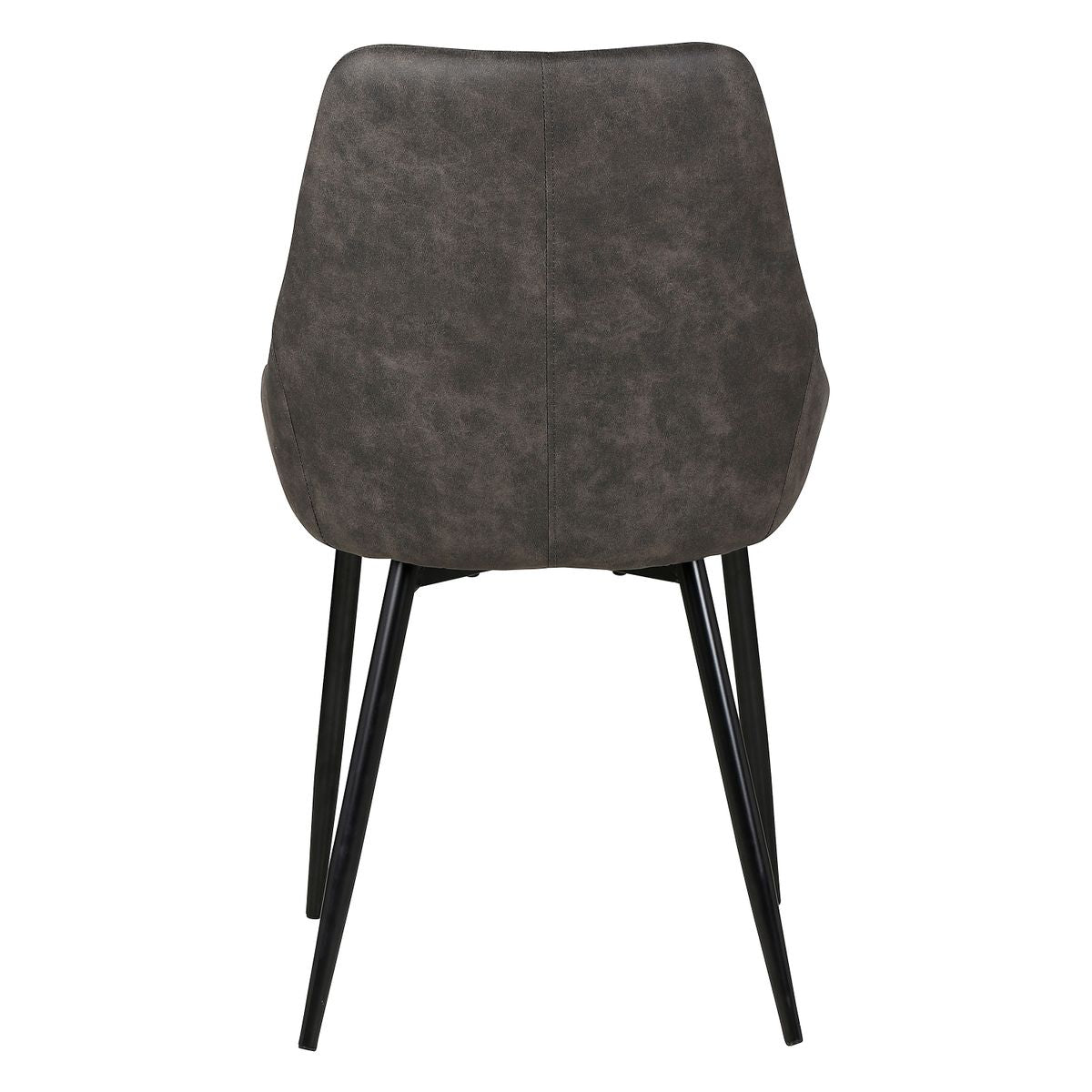 Chaise tissu effet daim gris foncé piètement métal noir BARI