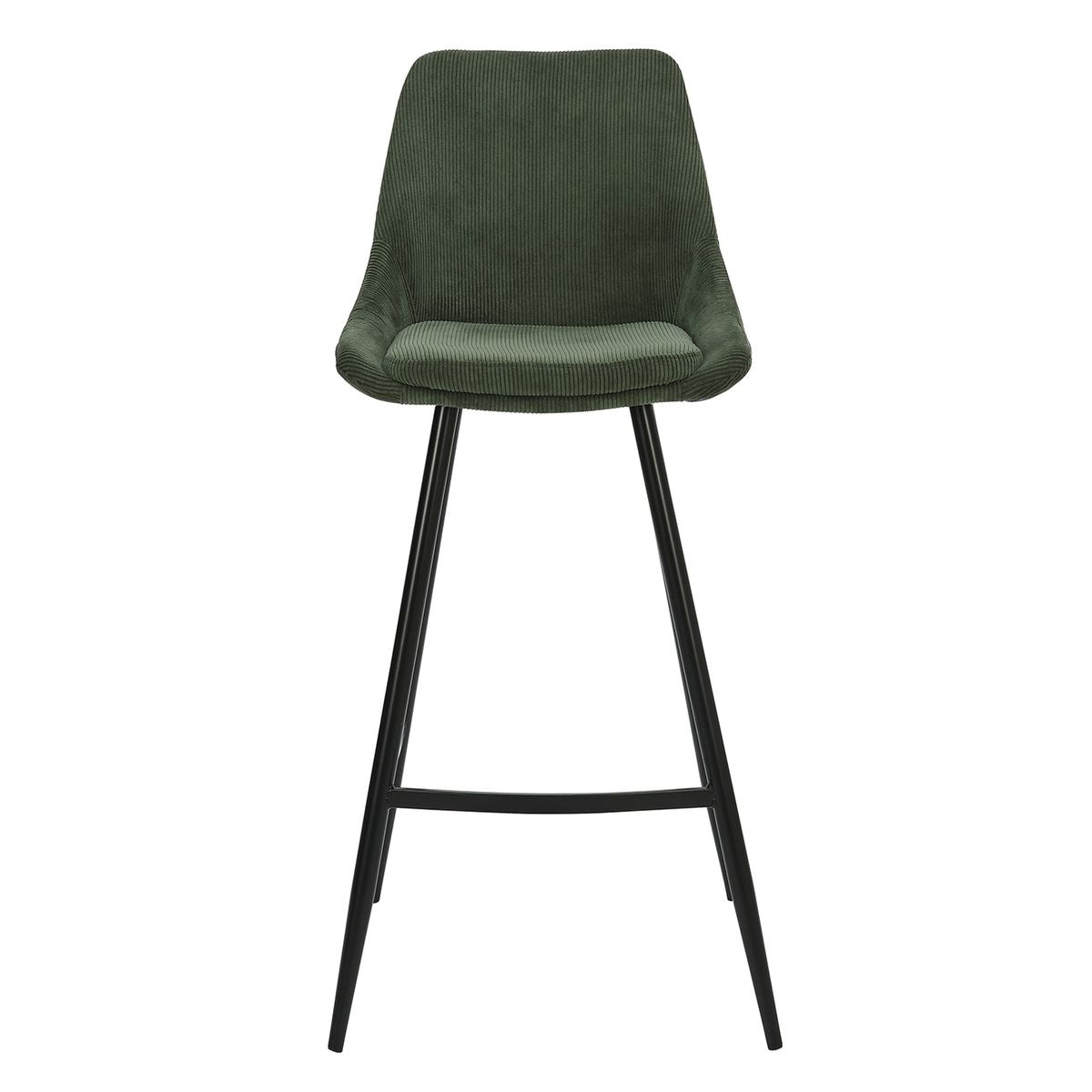 Chaise de bar velours côtelé vert sapin BARI