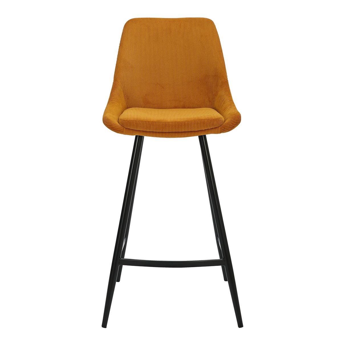 Chaise plan de travail en velours côtelé jaune curry BARI