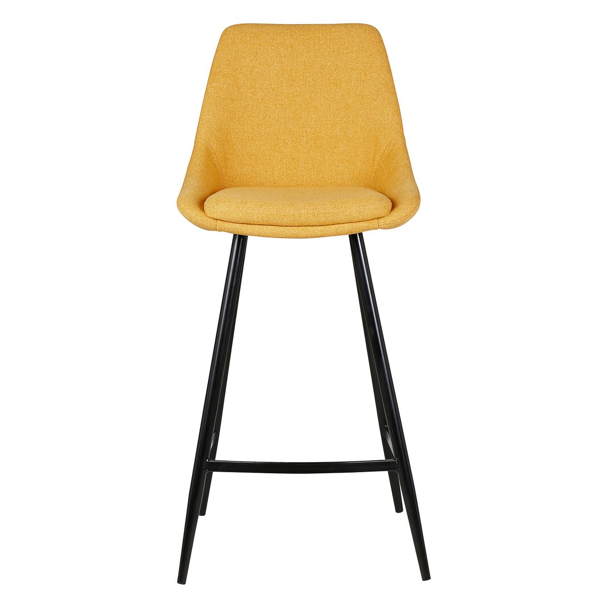 Chaise plan de travail tissu jaune moutarde pieds métal BARI