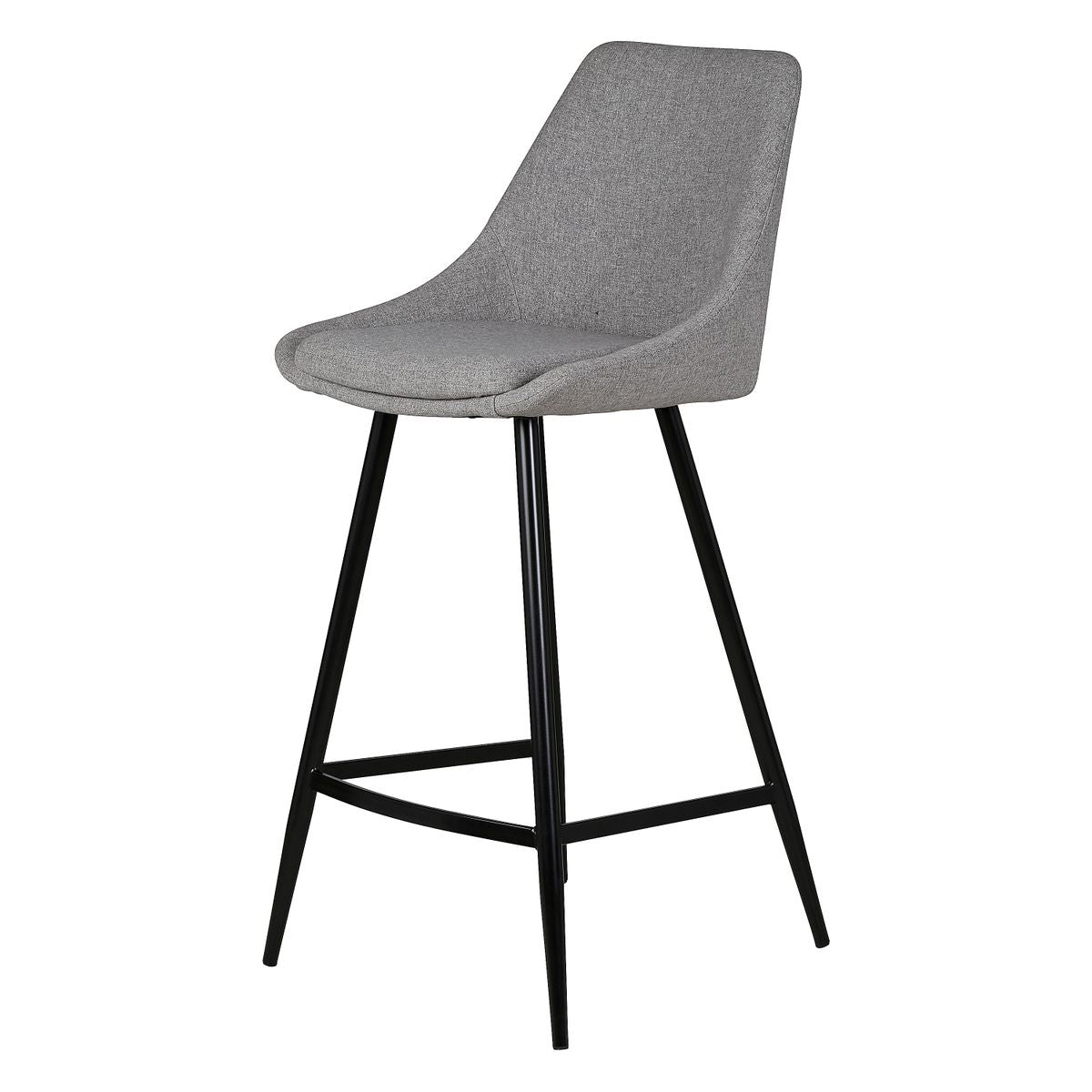 Chaise plan de travail tissu gris clair pieds métal BARI