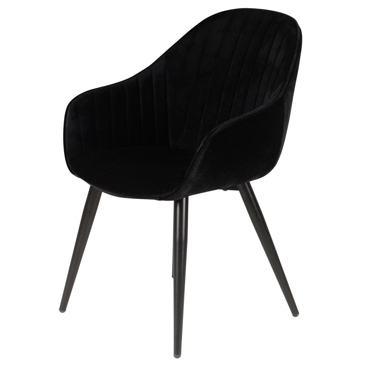 Chaise accoudoirs velours noir BARI