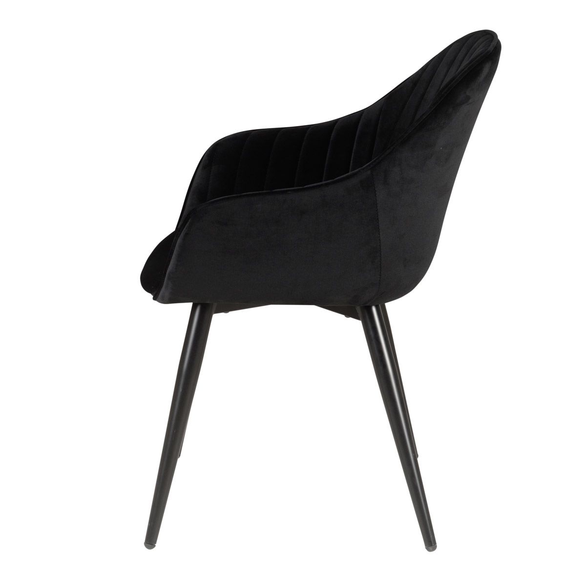 Chaise accoudoirs velours noir BARI