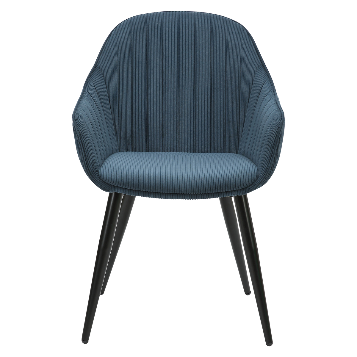 Chaise accoudoirs velours côtelé bleu BARI