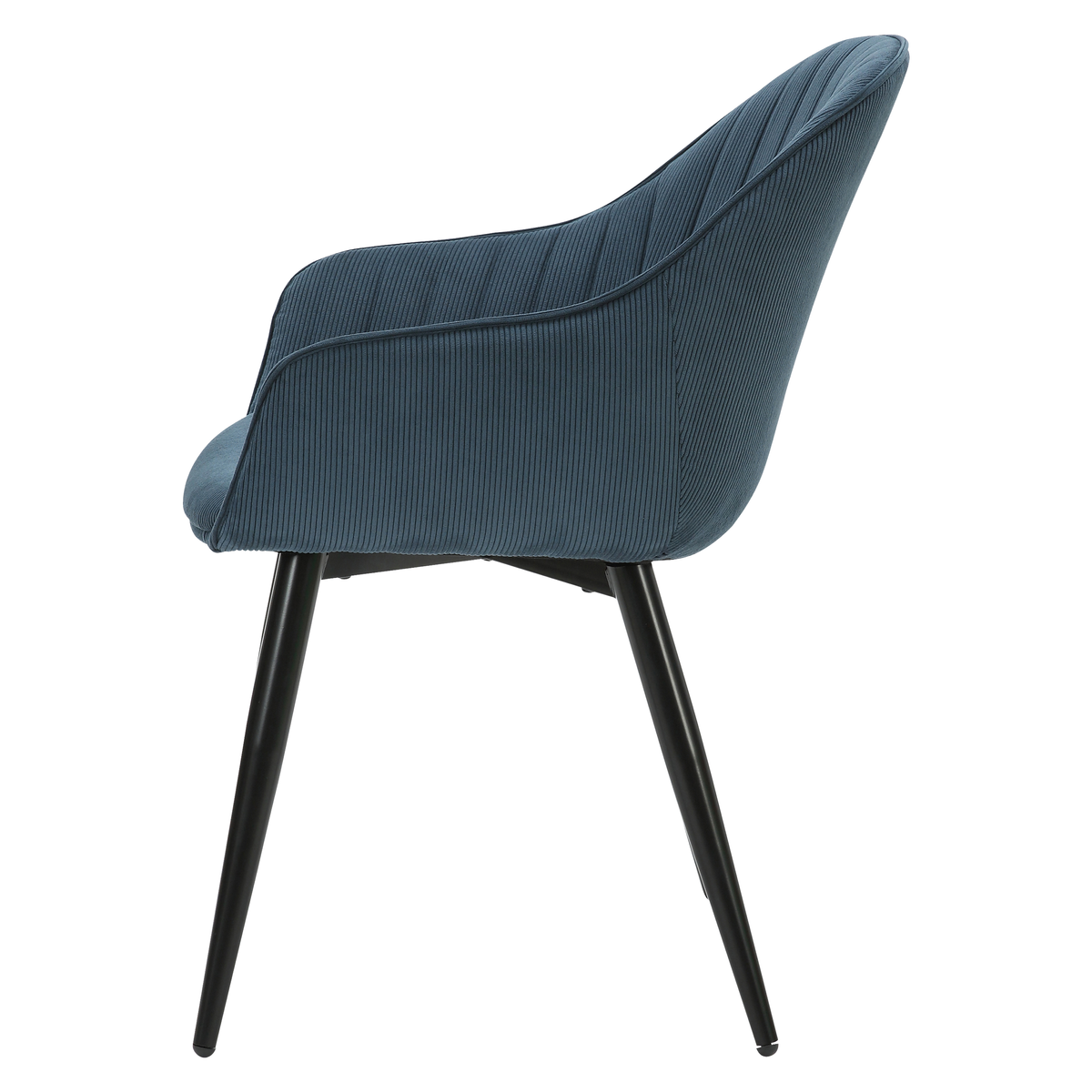 Chaise accoudoirs velours côtelé bleu BARI