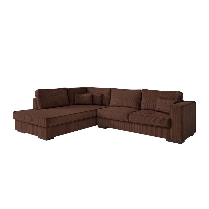 Canapé d'angle XXL 6 places en velours côtelé - Marron