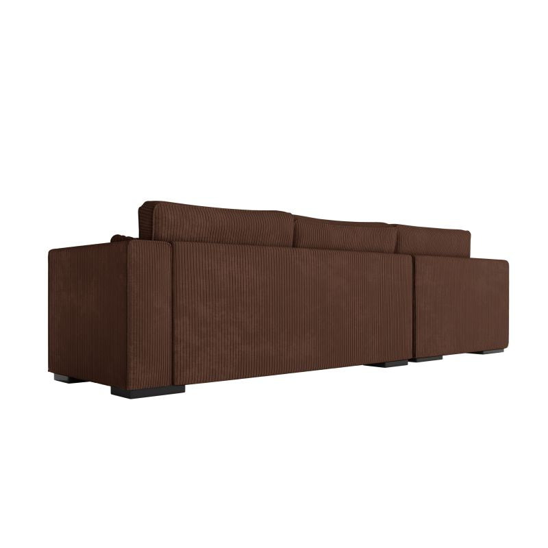 Canapé d'angle XXL 6 places en velours côtelé - Marron