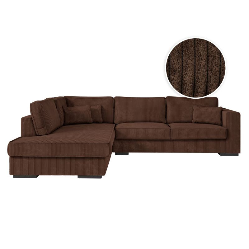Canapé d'angle XXL 6 places en velours côtelé - Marron