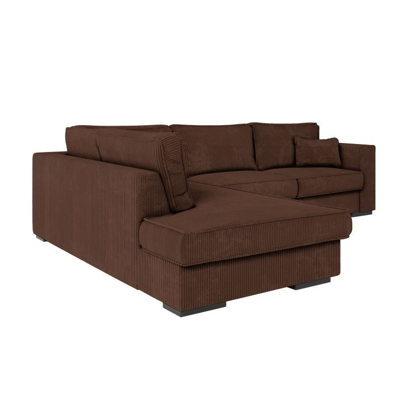 Canapé d'angle XXL 6 places en velours côtelé - Marron