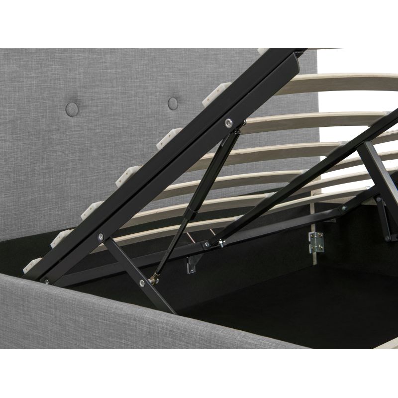 Cadre de lit avec tête de lit, sommier à lattes et coffre de rangement en tissu - Gris clair