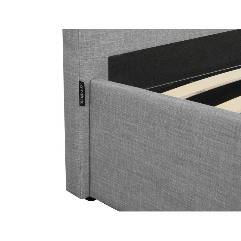 Cadre de lit avec tête de lit, sommier à lattes et coffre de rangement en tissu - Gris clair
