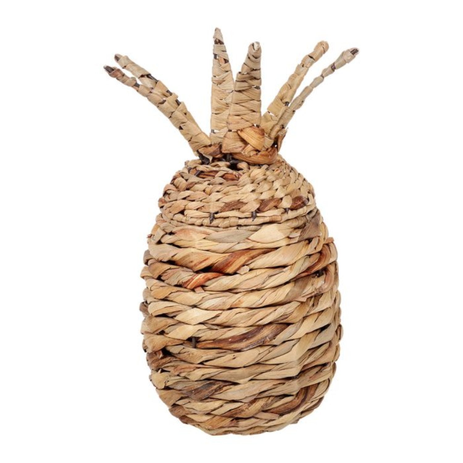 Boîte ananas en paille naturelle, ajoutant une touche tropicale et pratique à la décoration intérieure.