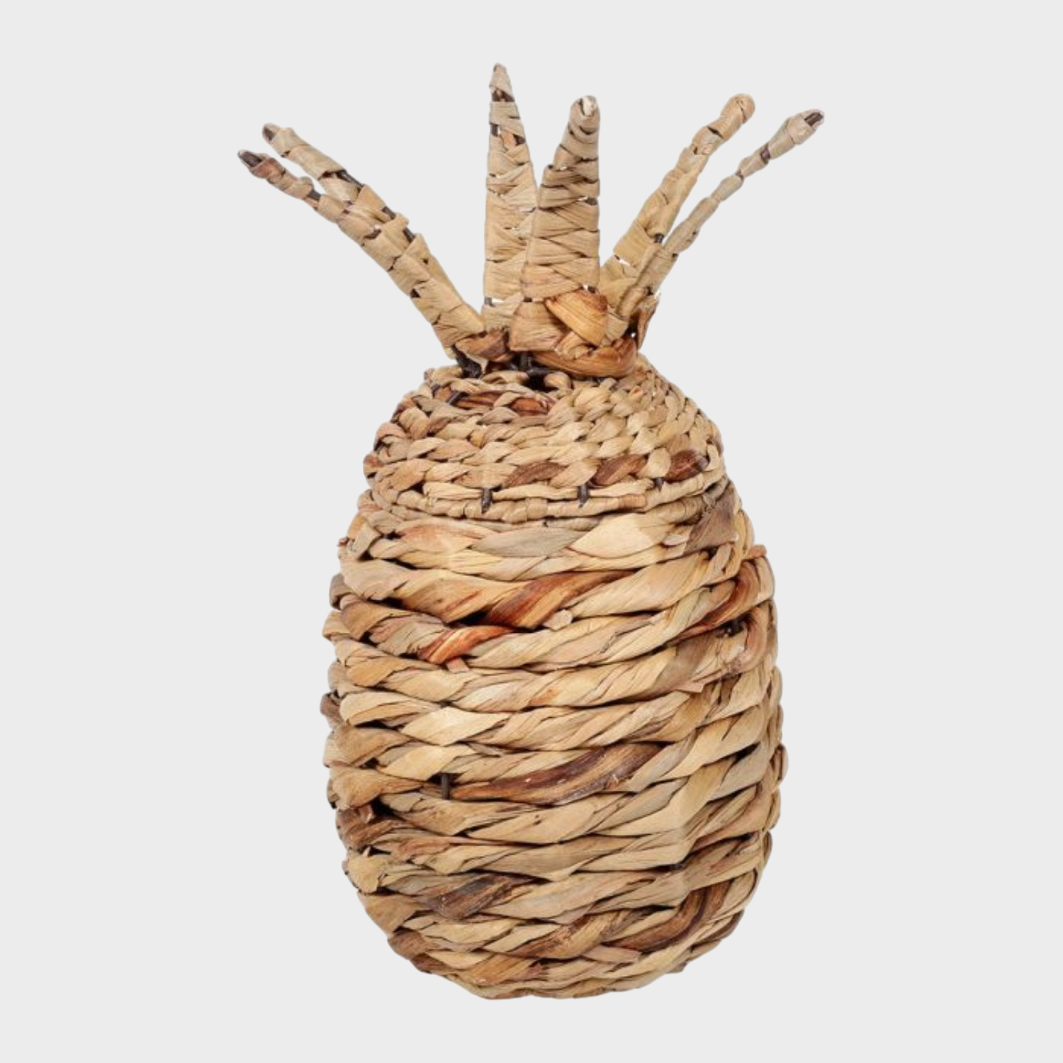 Boîte ananas en paille naturelle, ajoutant une touche tropicale et pratique à la décoration intérieure.