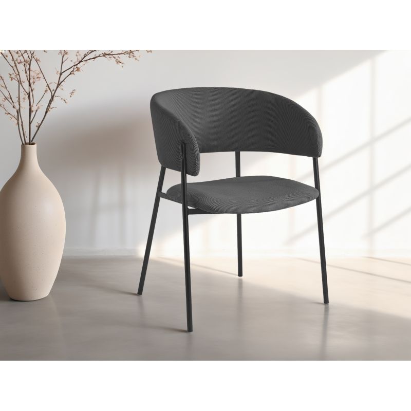 Lot de 2 chaises en velours côtelé - Gris foncé