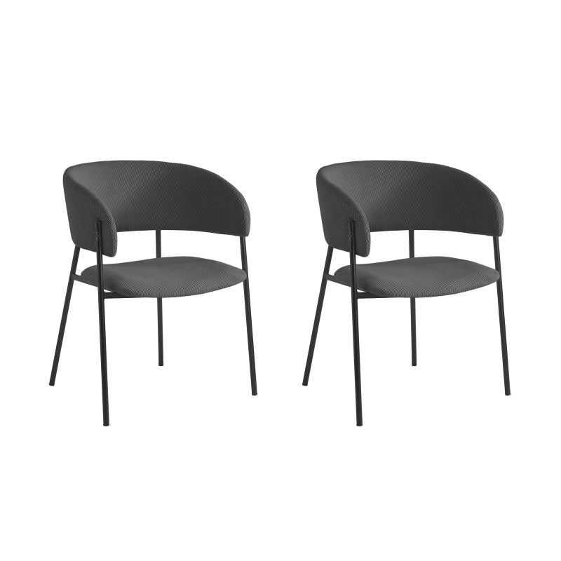 Lot de 2 chaises en velours côtelé - Gris foncé