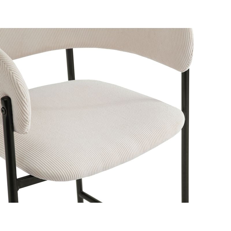 Lot de 2 tabourets de bar en velours côtelé avec pieds noirs - Beige