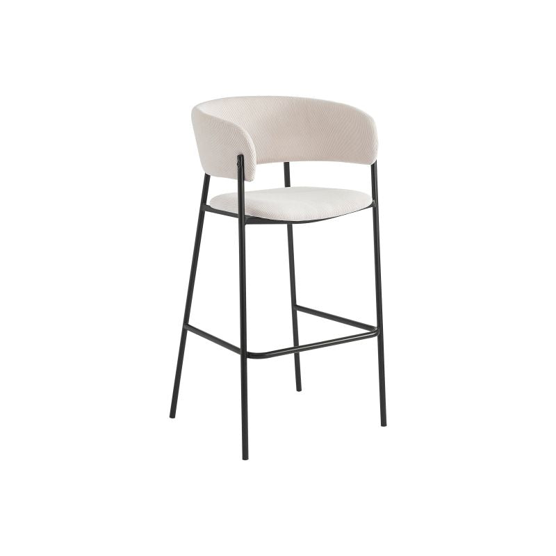Lot de 2 tabourets de bar en velours côtelé avec pieds noirs - Beige