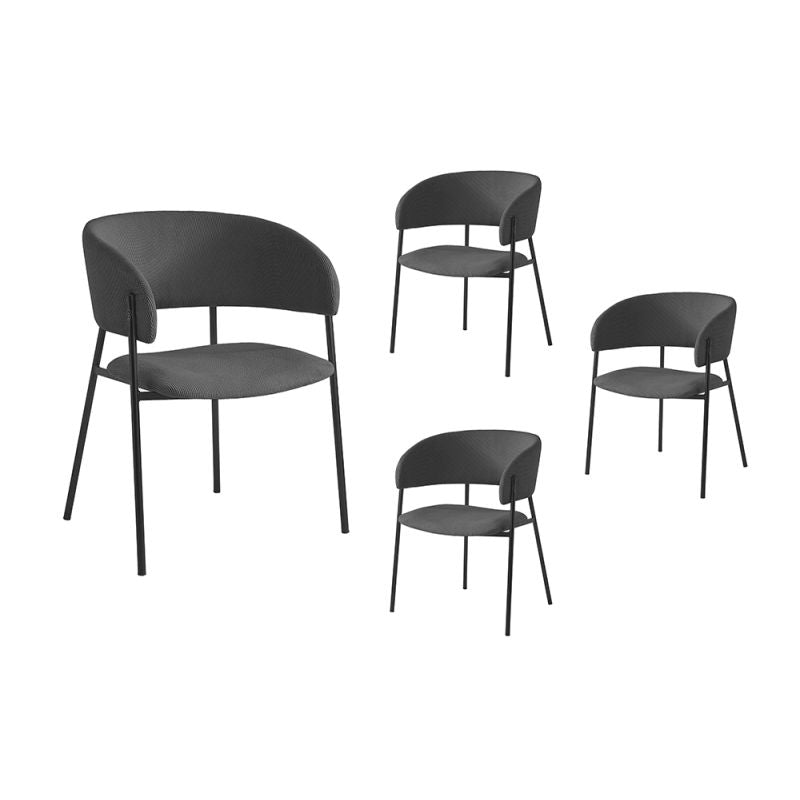Lot de 4 chaises en velours côtelé - Gris foncé
