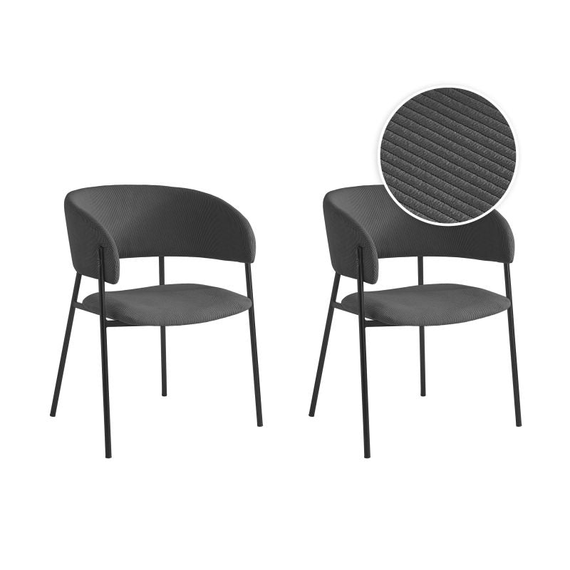 Lot de 6 chaises en velours côtelé - Gris foncé