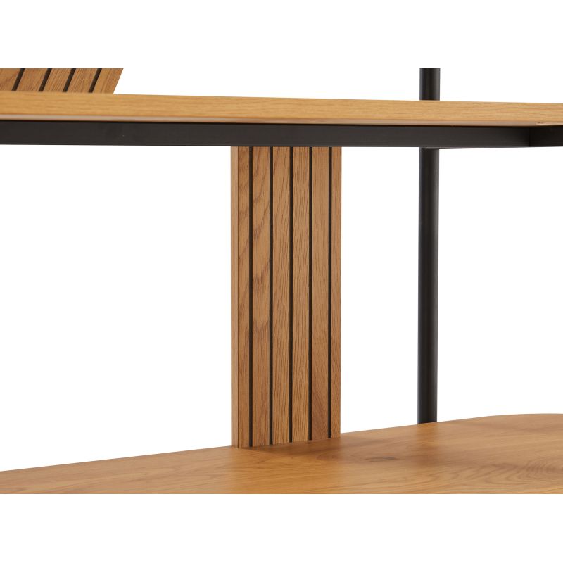 Etagère 120x35cm finition chêne et pieds métal noirs - Bois