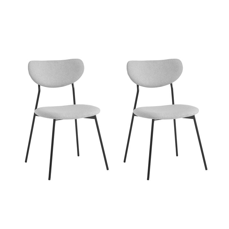 Lot de 2 chaises en tissu avec pieds noirs - Gris clair