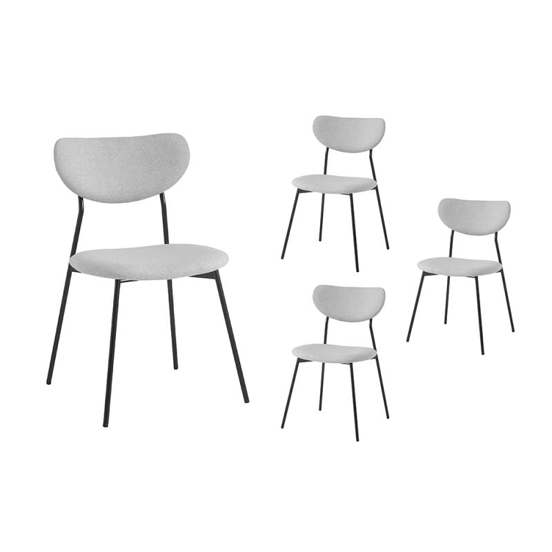 Lot de 4 chaises en tissu avec pieds noirs - Gris