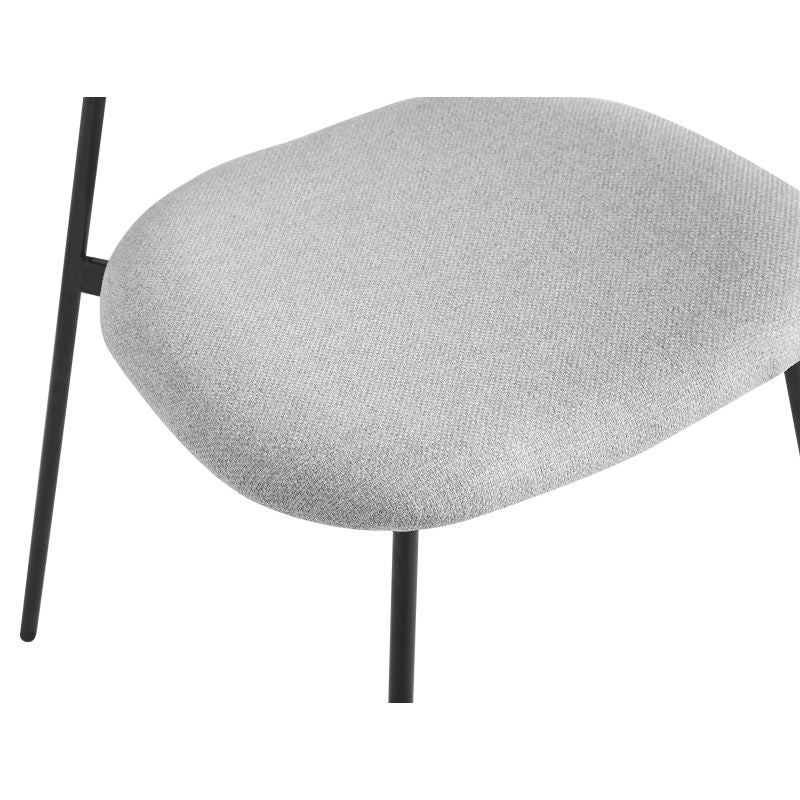 Lot de 6 chaises en tissu avec pieds noirs - Gris