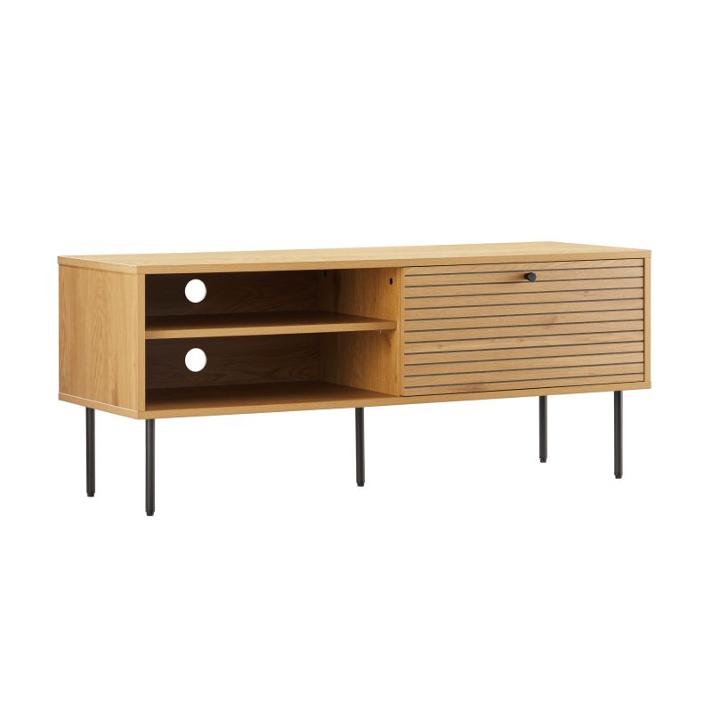 Meuble TV 120cm en bois et pieds noirs - Bois