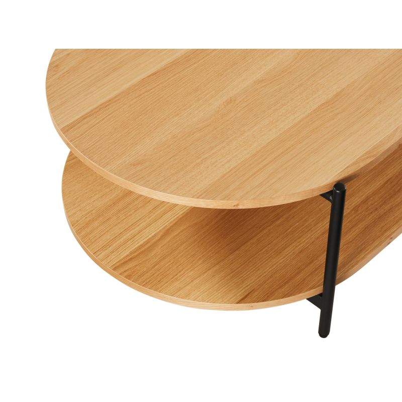 Table basse avec finition chêne et pieds métal noirs - Bois