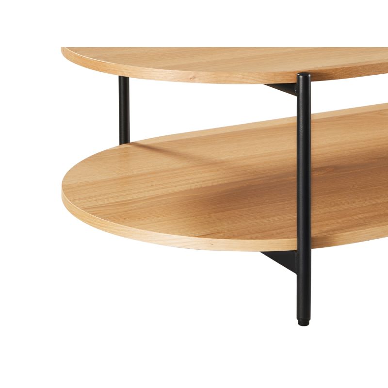 Table basse avec finition chêne et pieds métal noirs - Bois