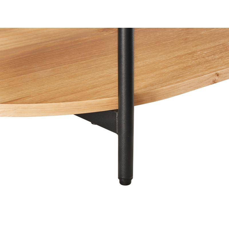 Table basse avec finition chêne et pieds métal noirs - Bois
