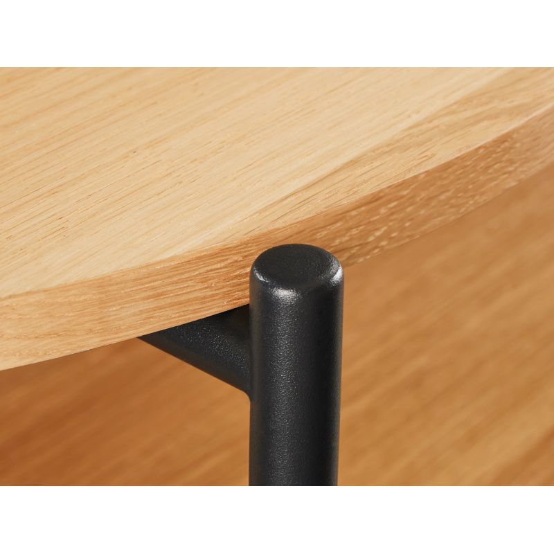 Table basse avec finition chêne et pieds métal noirs - Bois