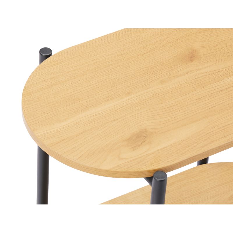 Table d'appoint avec finition chêne et pieds métal noirs - Bois