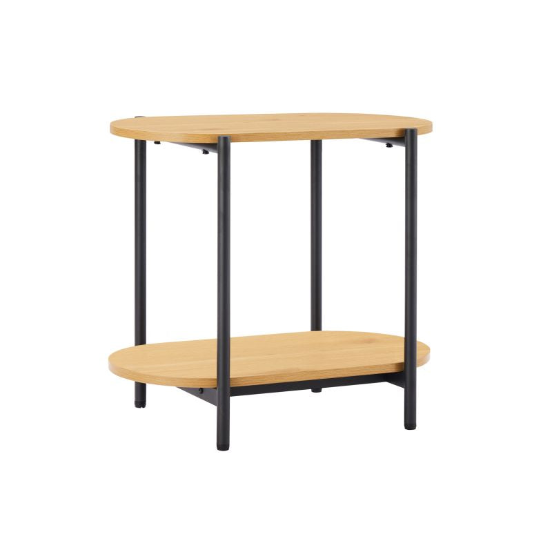 Table d'appoint avec finition chêne et pieds métal noirs - Bois
