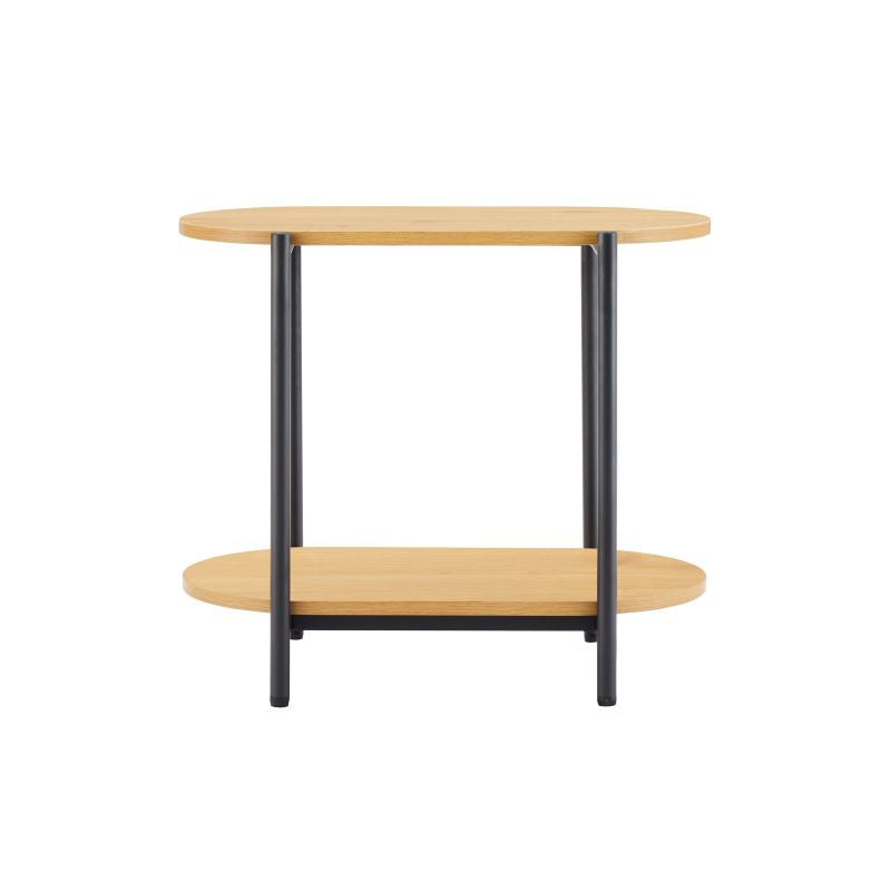 Table d'appoint avec finition chêne et pieds métal noirs - Bois