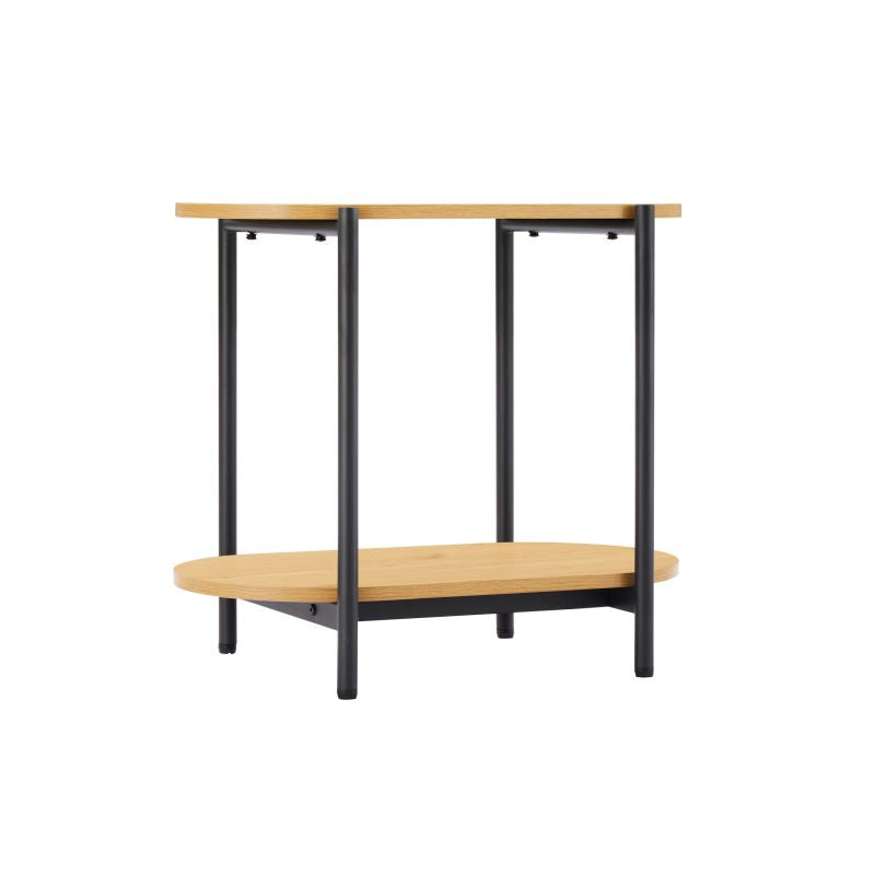 Table d'appoint avec finition chêne et pieds métal noirs - Bois
