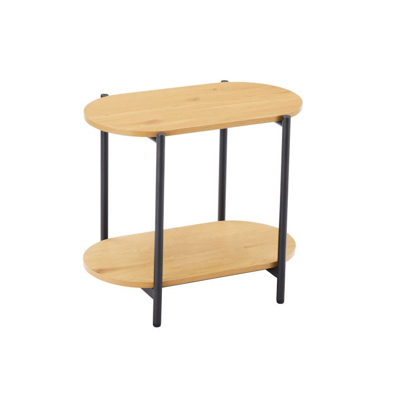 Table d'appoint avec finition chêne et pieds métal noirs - Bois
